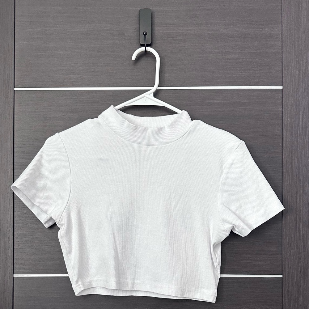 White fashion nova mock next crop top